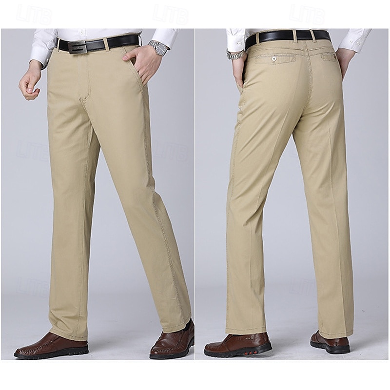 Herr Kostymbyxor Långbyxor Kinesiska Knappar Ficka Slät Komfort Formell Fest Arbete Mode Klassisk Stil 다크 카키 Ljus kaki Microelastisk 2025 - $16.49 –P9