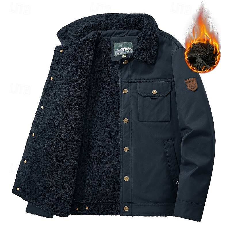 Herren Wanderjacke Fleecejacke für Wanderer Draussen warm Fleece-Futter Windbreaker-Jacke Reisen Armeegrün Khaki Dunkelblau 2025 - $56.99 –P2