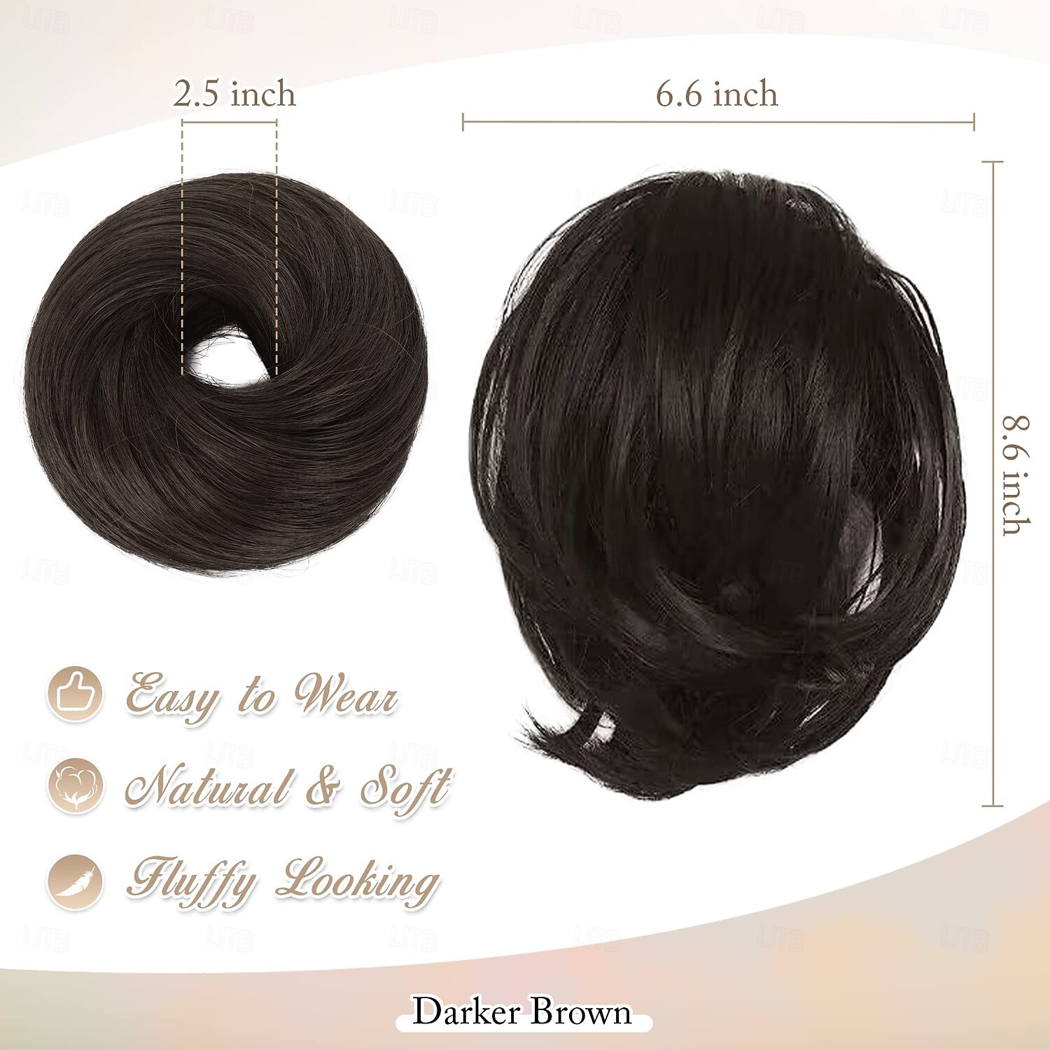Straight Hair Bun Extensions, Short Ponytail Brown Hair Bun Extensions, Synthetic Messy Bun Hairpieces Elastic Easy Scrunchies for Women Girls 2025 - GBP £5 –P4