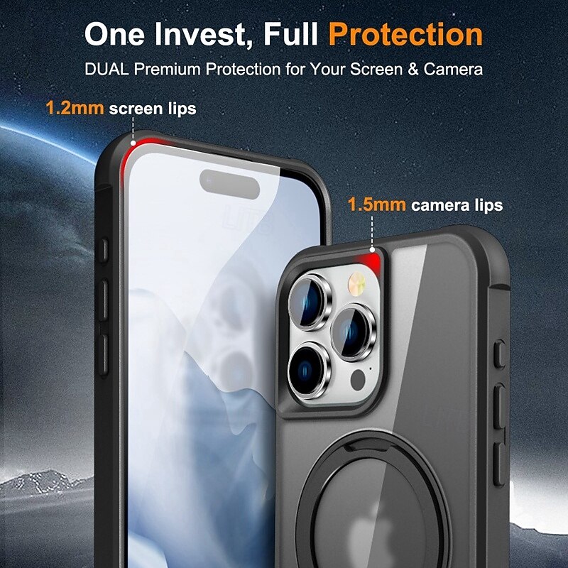 телефон Кейс для Назначение iPhone 17 Pro Max 17 Air i16 15 14 Pro Max Plus 13 12 11 Pro Max Кейс на заднюю панель со стендом Магнитный Поддержка беспроводной зарядки Ретро Акрил ПК 2025 - $15.99 –P7