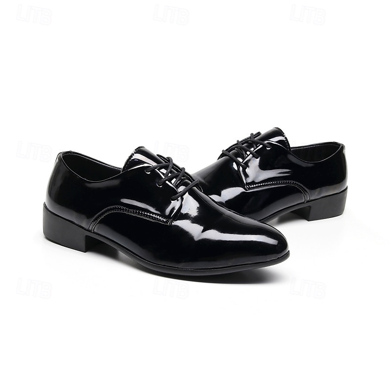 Men's Shiny Gold Lace-Up Dress Shoes - Sleek Formal Oxford Shoes for Parties, Events, and Performances 2025 - $54.99 –P1