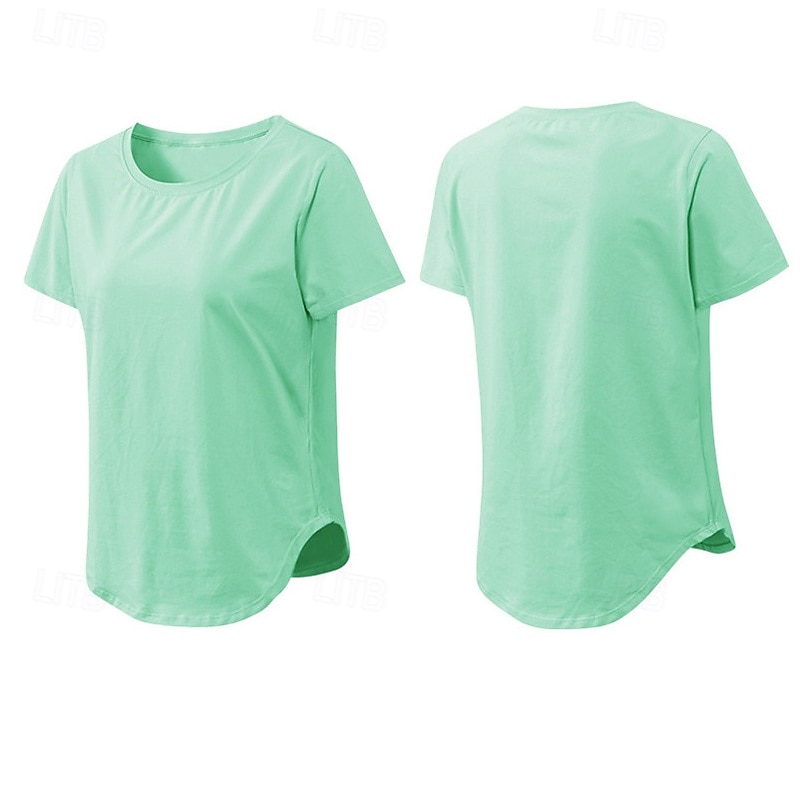 Damskie Běžecké tričko Krótki rękaw Tee Tshirt Codzienny Athleisure Solidne kolory Szybkie wysychanie Miękka Oddychający Trening w siłowni Chodzenie Jogging Odzież sportowa Odzież sportowa Morelowy 2025 - $18.99 –P20