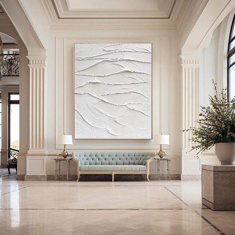 3D White oil painting Hand-Painted Thick Texture Oil Painting handpainted Beige White Painting On Canvas Abstract 3D white Textured oil painting Wall Art painting for Living Room bedroom decoration 2025 - $125.99 –P10