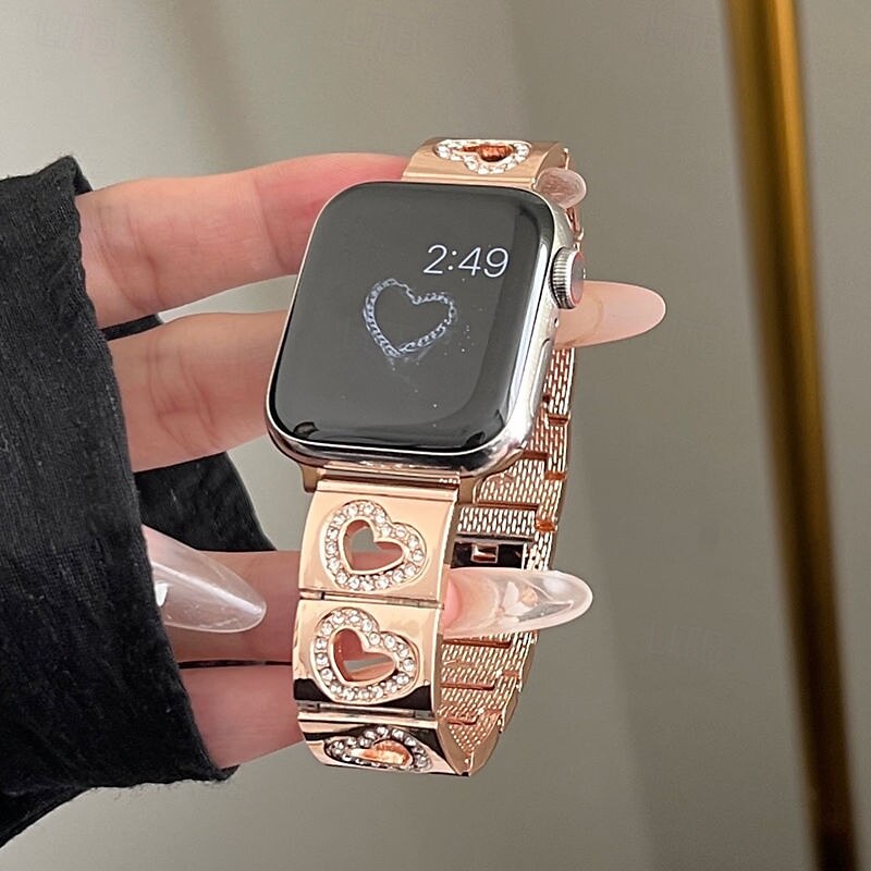 2025年 Solo Loop と互換性があります Apple Watch ウォッチバンド 38mm 40mm 41mm 42mm 44mm 45mm 49mm 女性 グリッター素材 ブリンブリンダイヤモンド 合金 交換用時計バンド のために iwatch Ultra 2 Series 9 8 7 SE 6 5 4 3 2 1  コレクション – $23.99 –P12