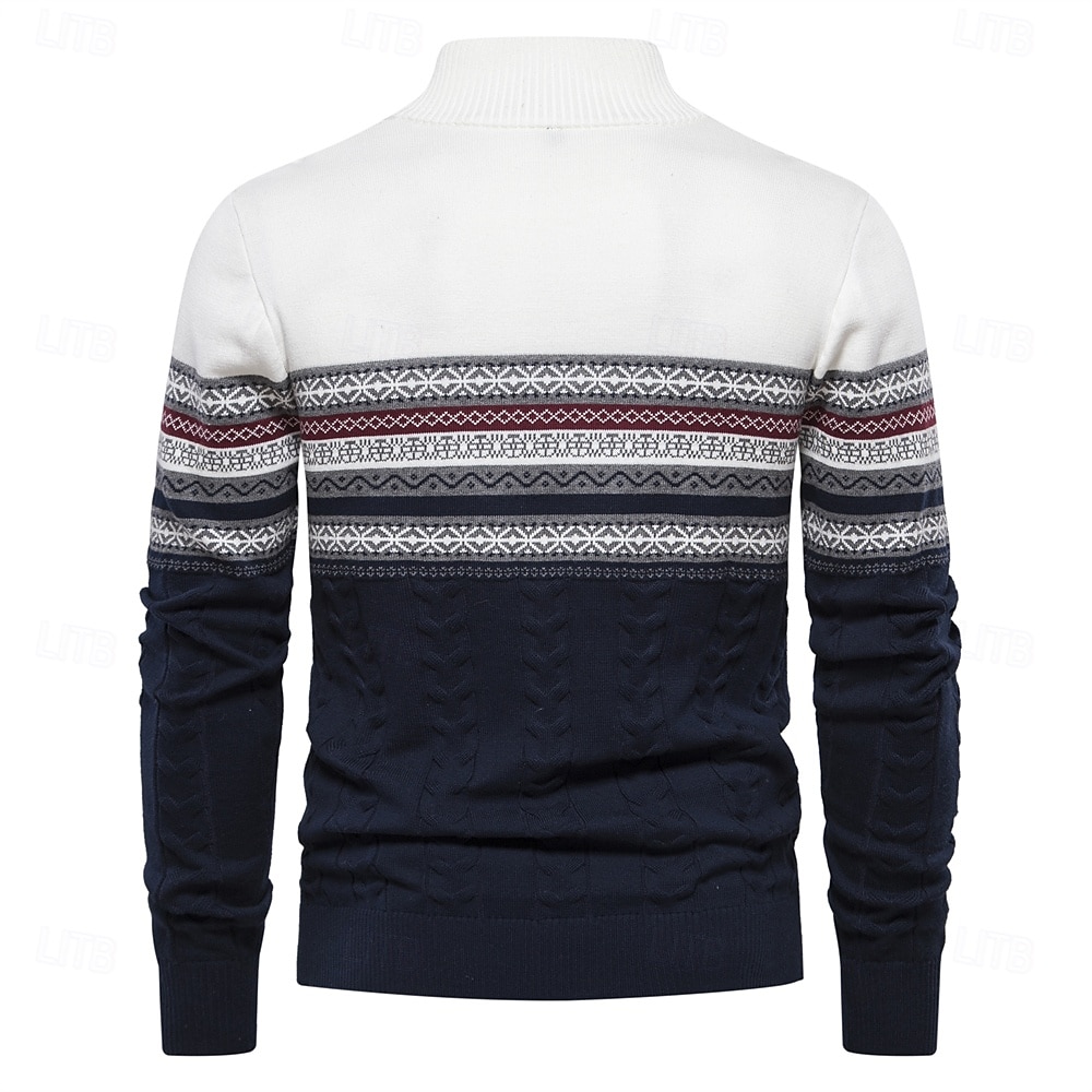 Men's Pullover Sweater Jumper Ribbed Knit Standing Collar Clothing Apparel Bishop Sleeve Spring & Fall White Navy Blue S M L 2025 - $30.99 –P3