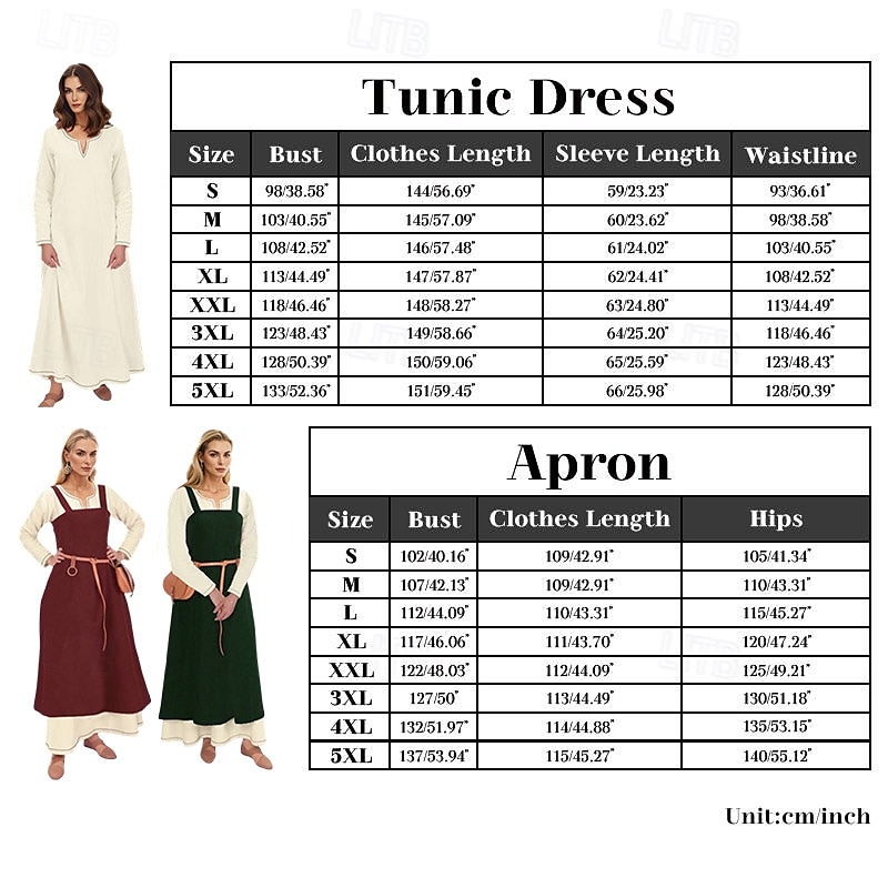 Șorț viking medieval pentru femei, cu rochie tunică cu dantelă la spate, 2 buc ținute pentru larp ren faire târg renascentist, carnaval, rochie de halloween 2025 - $48.99 –P1