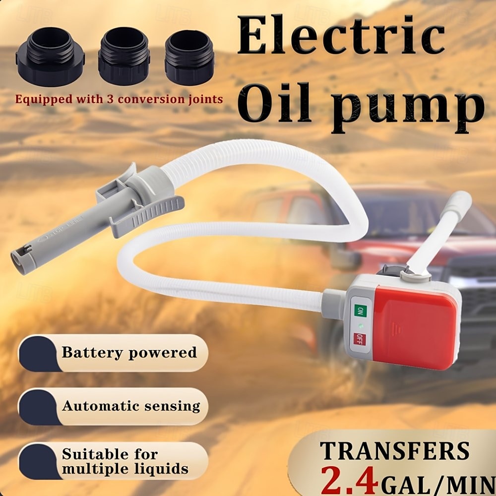 drivstoffoverføringspumpe batteridrevet drivstoffoverføringspumpe med lang slange bærbar væskepumpe egnet for bensin, diesel, parafin, lettolje og vann. 2025 - $86.99 –P1