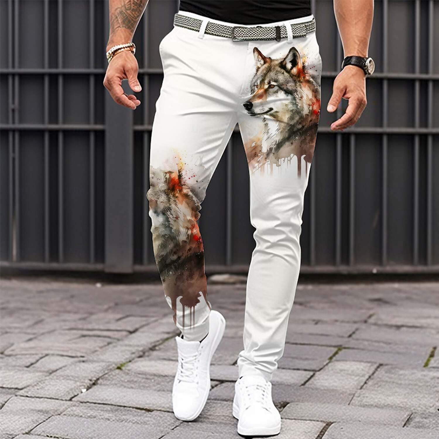 Herr Varg Kostymbyxor Medium Midja Ledigt Formell Vardag Dragkedja Ficka Sommar Vår Höst 3D-tryck Svart Vit Gul 2025 - $29.99 –P5