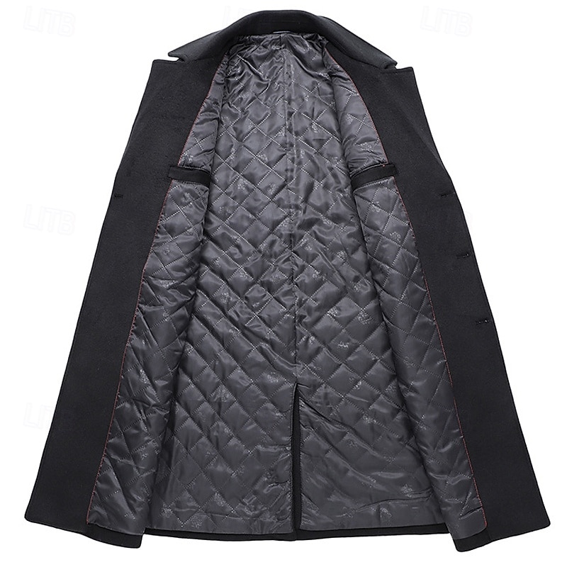 Herren Wintermantel Wollmantel Mantel Outdoor Freizeitskleidung Herbst Winter Polyester warm Oberbekleidung Bekleidung Modisch Strassenmode Glatt Tasche Kargen Doppelreihiger Verschluss 2025 - $114.99 –P7