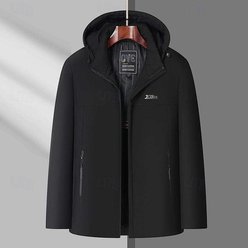 Per uomo Cappotto invernale Lungo Inverno Tinta unita / tinta unita Informale Standard Nero Blu scuro Giacca del 2025 a $60.99 –P8