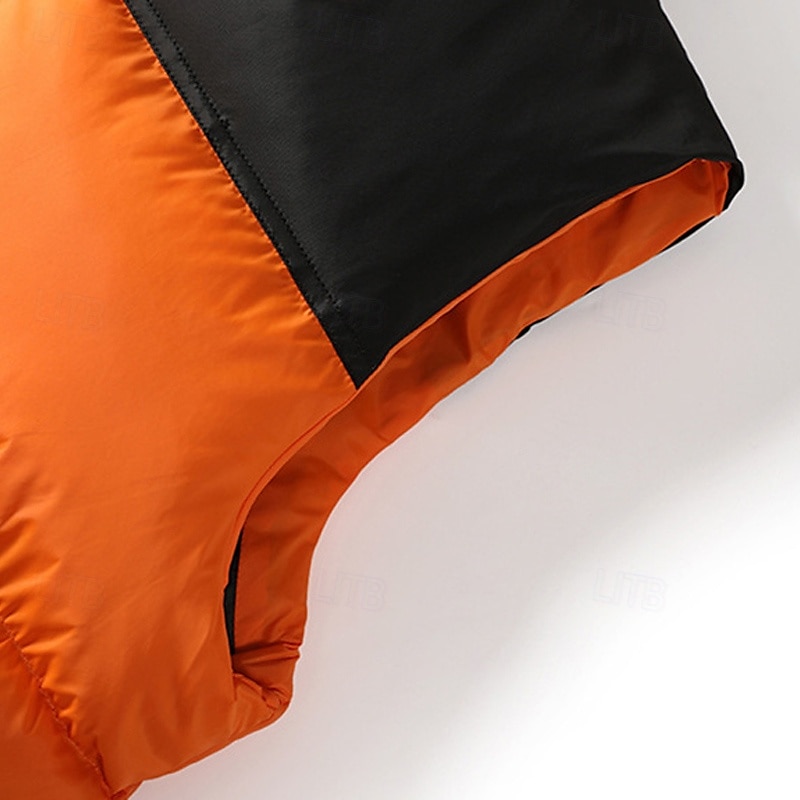 Pánské Péřová vesta Puffer Vesta Kamizelka Vesta Denní Rande Dovolená Módní Na běžné nošení Podzim zima Slátanina Kapsy Polyester Zahřívací Pohodlné Barevné bloky Zip Stojáček Běžný Černá Vodní modr 2025 - $42.99 –P5