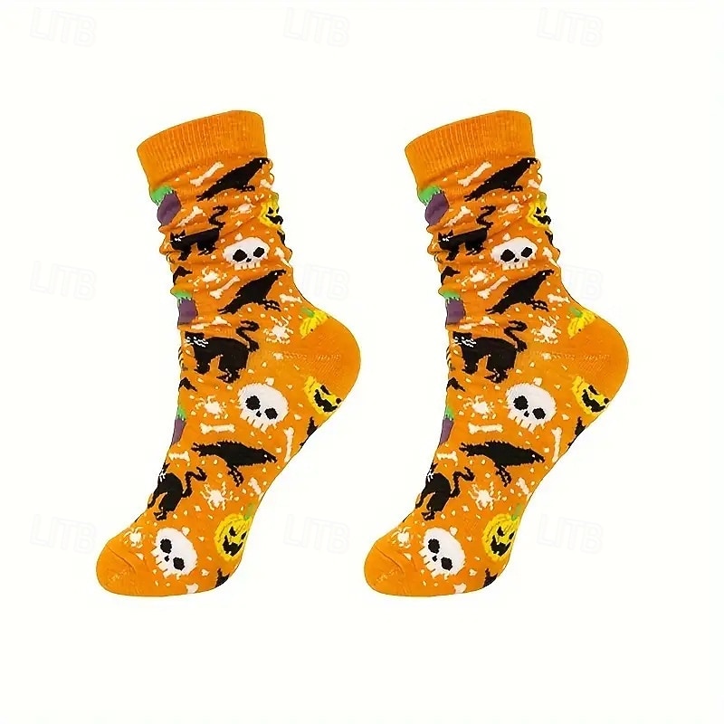 Men's 4 Pairs Multi Packs Socks Crew Socks Casual Socks Halloween Socks Rainbow Color Pumpkin Halloween Bat Sports & Outdoor Daily Vacation Basic Medium Fall & Winter Fashion Casual 2026 - $6.49 –P6