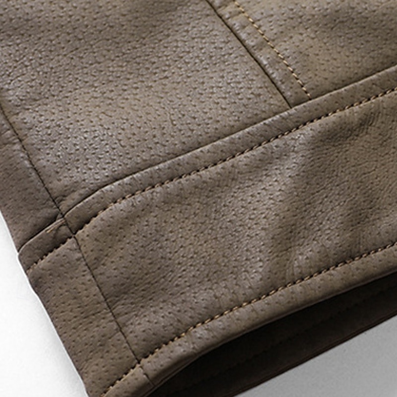 Herr Imitationsläderjacka Bikerjacka Motorcykeljacka Dagligen Semester Vindtät Håller värmen Ficka Höst vinter Slät Mode Klassisk Hög krage Normal Svart Brun Kaki Jacka 2025 - $66.99 –P12