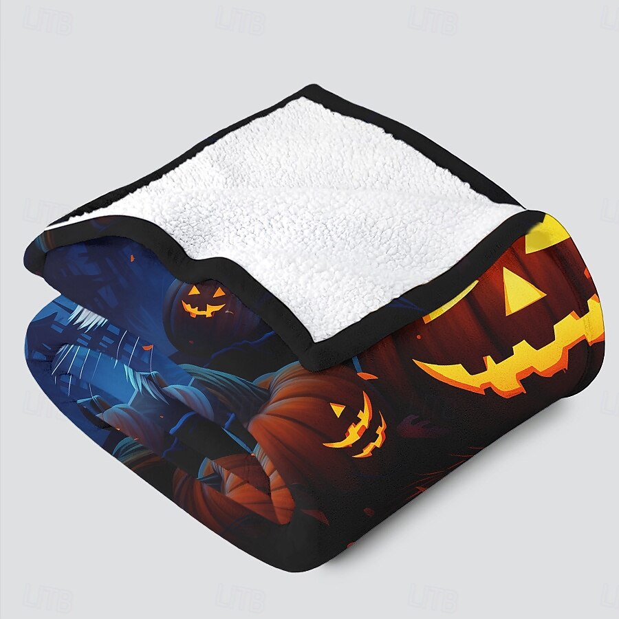 cobertor com tema de halloween com personagens e abóboras aconchegante e assustador de 2025 por $27.99 –P8