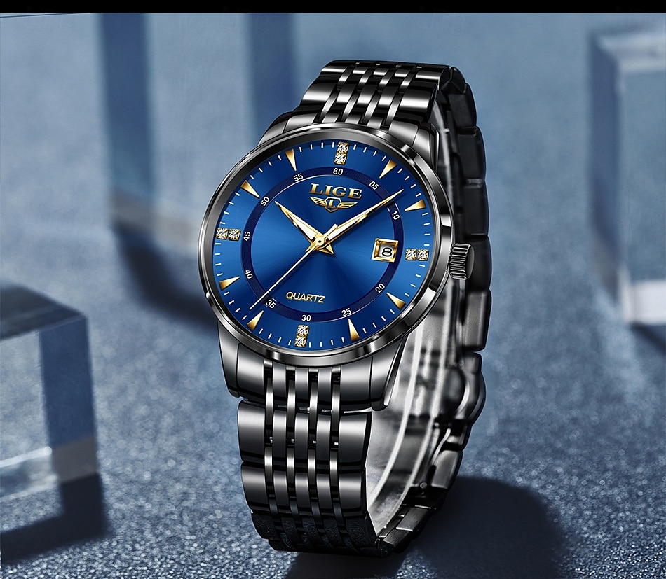 LIGE Men Quartz Watch Minimalist Calendar Stainless Steel Watch 2025 - $27.99 –P12