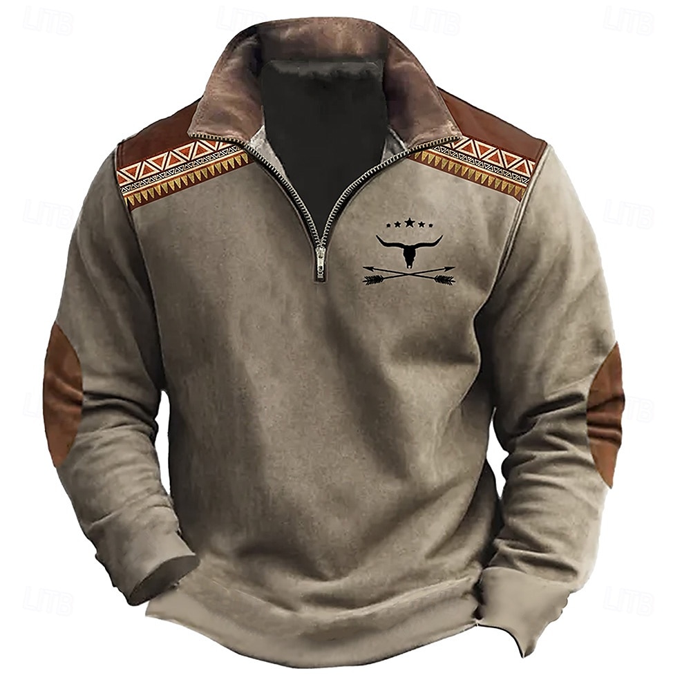 Per uomo Mucca Da caccia Felpe Felpa con zip Felpa con cerniera a un quarto Manica lunga Felpa mezza cerniera Vintage retrò Stampa 3D Per uscire Arrampicata Da caccia Mezza Zip Inverno Primavera del 2025 a $31.99 –P5