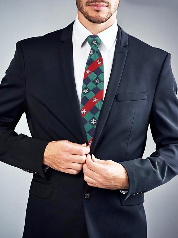 Corbatas para hombre con motivos navideños y patrones festivos de árboles: accesorios para fiestas navideñas y ropa formal de invierno 2025 - $14.99 –P2