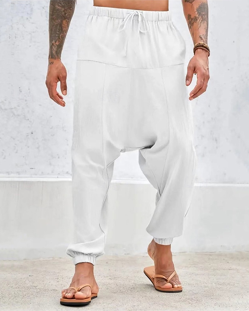 Herren Baumwollhosen Hose Hosen Sommerhosen Strandhose Haremshose Tasche Kordelzug Elastische Taille Glatt Komfort Atmungsaktiv Täglich Festtage Urlaub Hawaiianisch Boho Armeegrün Weiß 2025 - $27.99 –P9