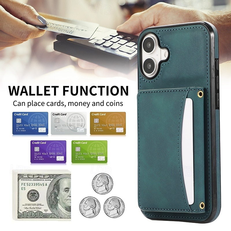 telefono Custodia Per iPhone 16 Pro Max Plus iPhone 15 Pro Max Plus iPhone 14 13 12 11 Pro Max Plus Mini SE Per retro Con supporto Slot per schede Resistente agli urti Retrò TPU pelle sintetica del 2025 a $18.99 –P1