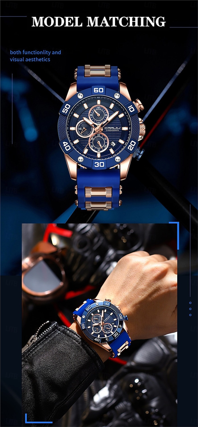 crrju herenhorloges topmerk luxe quartz siliconen band sport waterdichte klok met lichtgevend quartzhorloge 2025 - $38.99 –P9