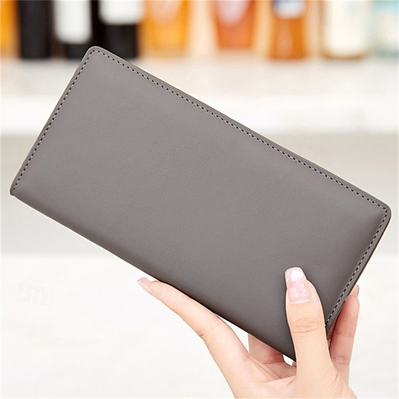 Portafoglio lungo ultra sottile bifold portatile in pelle PU con blocco RFID e più slot per carte e libretto degli assegni &titolari di carte di credito del 2025 a $22.99 –P10