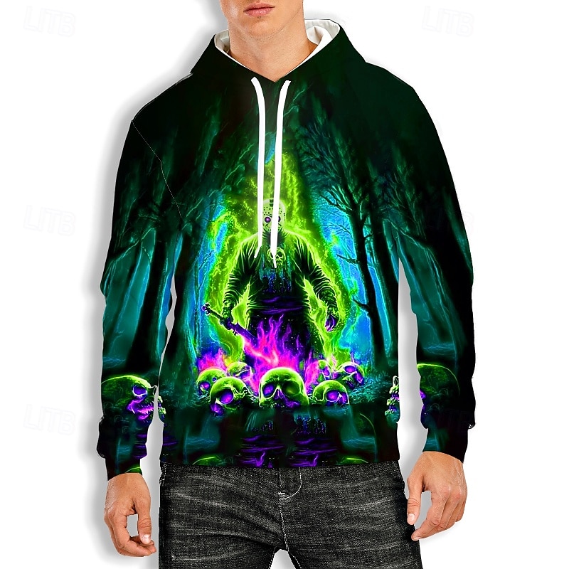 Morder Jason Voorhees Hattetrøje Pullover Halloween 3D Graphic Til Par Herre Dame Voksne Halloween Karneval Maskerade 3D-utskrift Fest Fritid / hverdag 2025 - $24.99 –P7