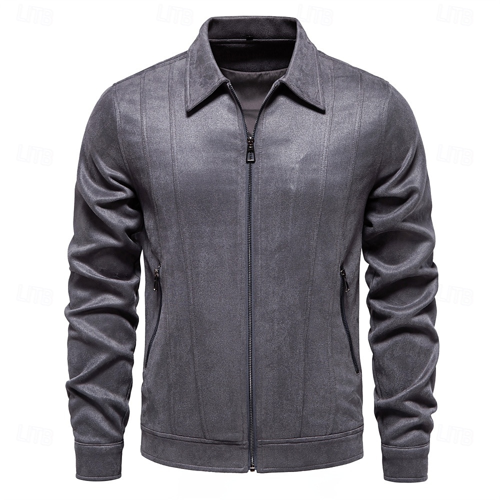 Per uomo Giacca sportiva Giacca in pelle scamosciata marrone Casual / quotidiano Sexy Autunno inverno Tinta unita / tinta unita Informale Bavero Standard Nero Giallo Verde Grigio Giacca del 2025 a $66.99 –P12
