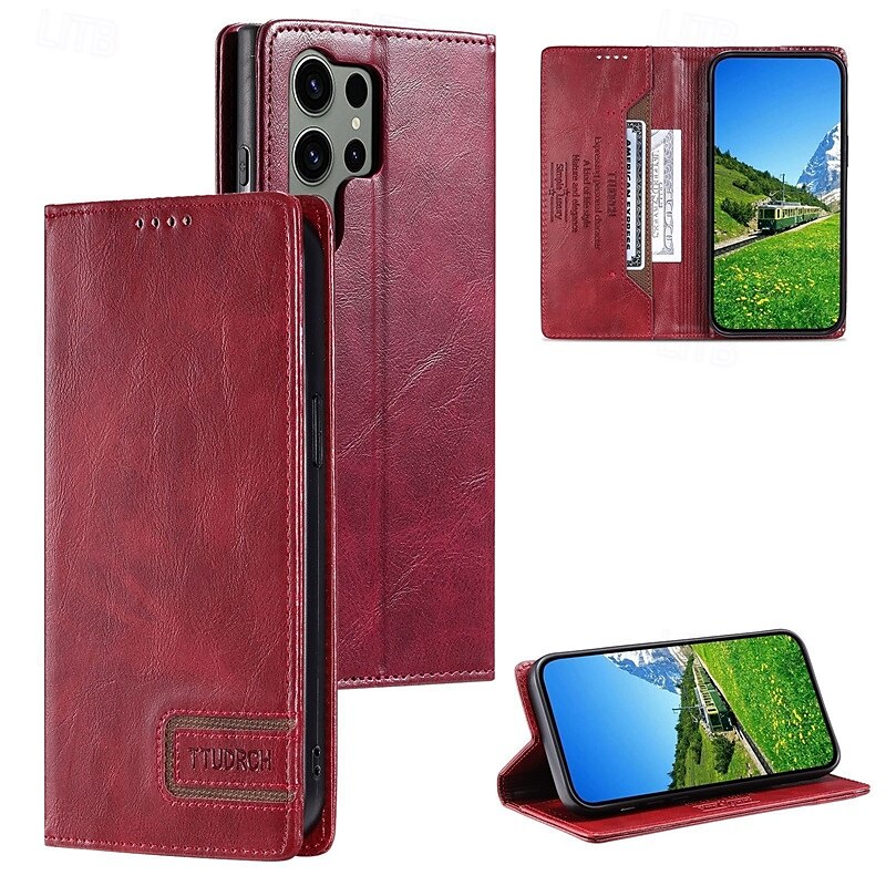 téléphone Coque Pour S23 S23 Ultra S23 Plus S22 S22 Plus Ultra S22 Ultra S22 Ultra Plus FE S22 Plus S21 FE A54 A34 A14 Coque Arriere Avec Support Fente pour carte Antichoc Rétro TPU faux cuir de 2025 ? $16.99 –P3