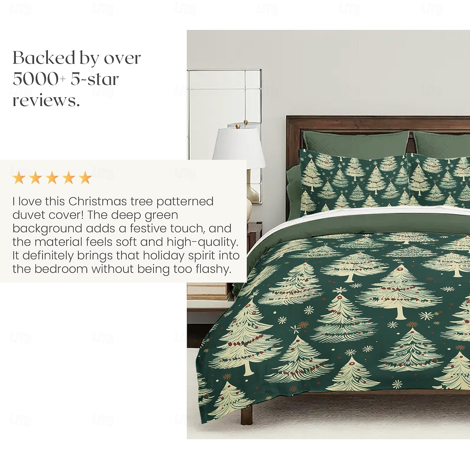 Funda de edredón navideña con diseño de árbol de Navidad, 100 % algodón, juego de cama festivo para las fiestas, incluye funda de edredón y fundas de almohada, decoración de dormitorio de temporada 2025 - $69.99 –P9
