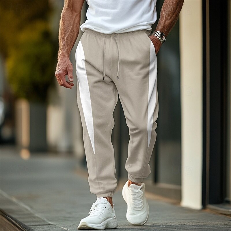 Men's Sweatpants Joggers Trousers Casual Pants Drawstring Elastic Waist Color Block Plain Comfort Soft Full Length Outdoor Casual Daily Fashion Streetwear Black Khaki 2025 - $27.99 –P5