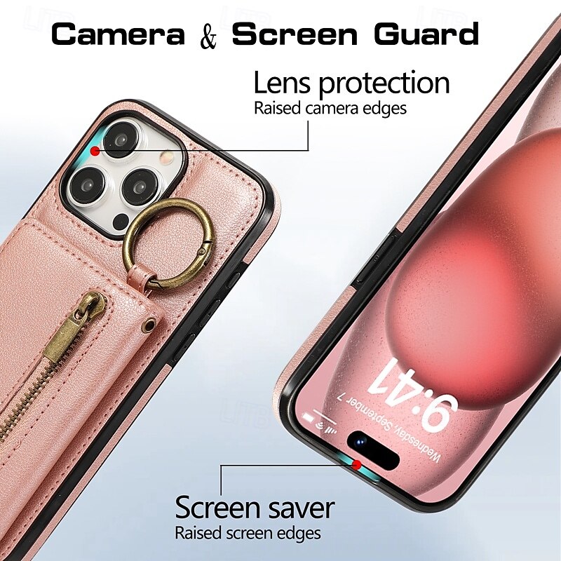 2025年 電話 ケース 用途 iPhone 16 Pro Max プラス iPhone 15 プロマックスプラス iPhone 14 13 12 11 Pro Max Plus Mini SE バックカバー スタンド付き バンカーリング ジッパ- レトロ風 TPU PUレザー コレクション – $20.99 –P2