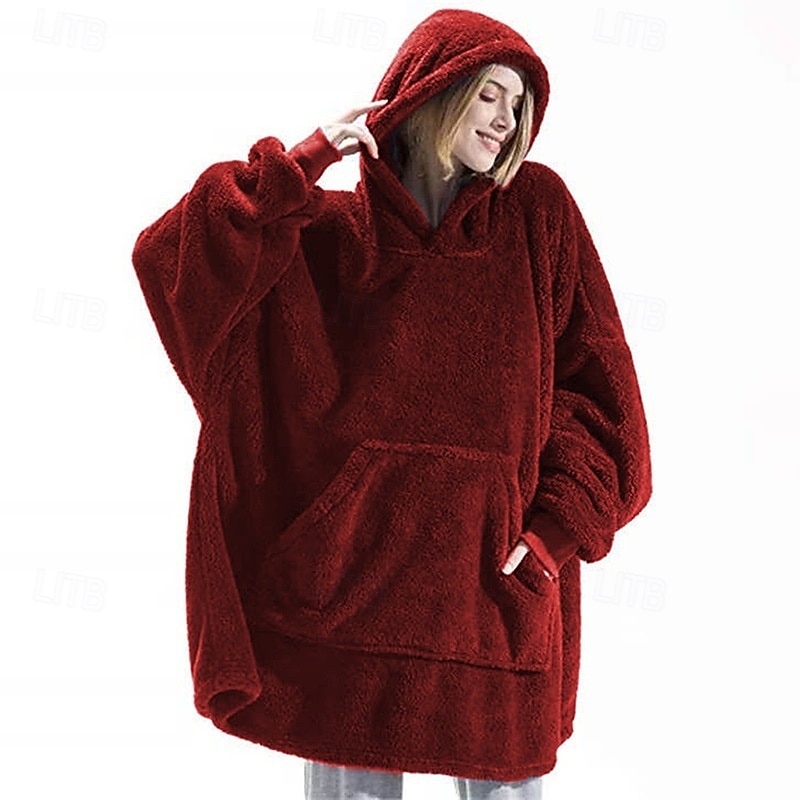 cobertor com capuz grande, lã macia, cobertor vestível, moletom leve com mangas e bolso frontal para mulheres, homens, manta de pelúcia, cobertor vestível para sala de estar, assistir TV de 2025 por $31.99 -P5
