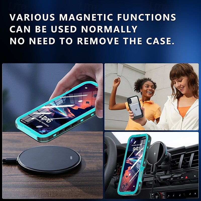 телефон Кейс для Назначение iPhone 16 Pro Max Plus Кейс на заднюю панель Магнитный Поддержка беспроводной зарядки с ремешком на запястье Ретро ТПУ ПК 2025 - $23.99 –P4