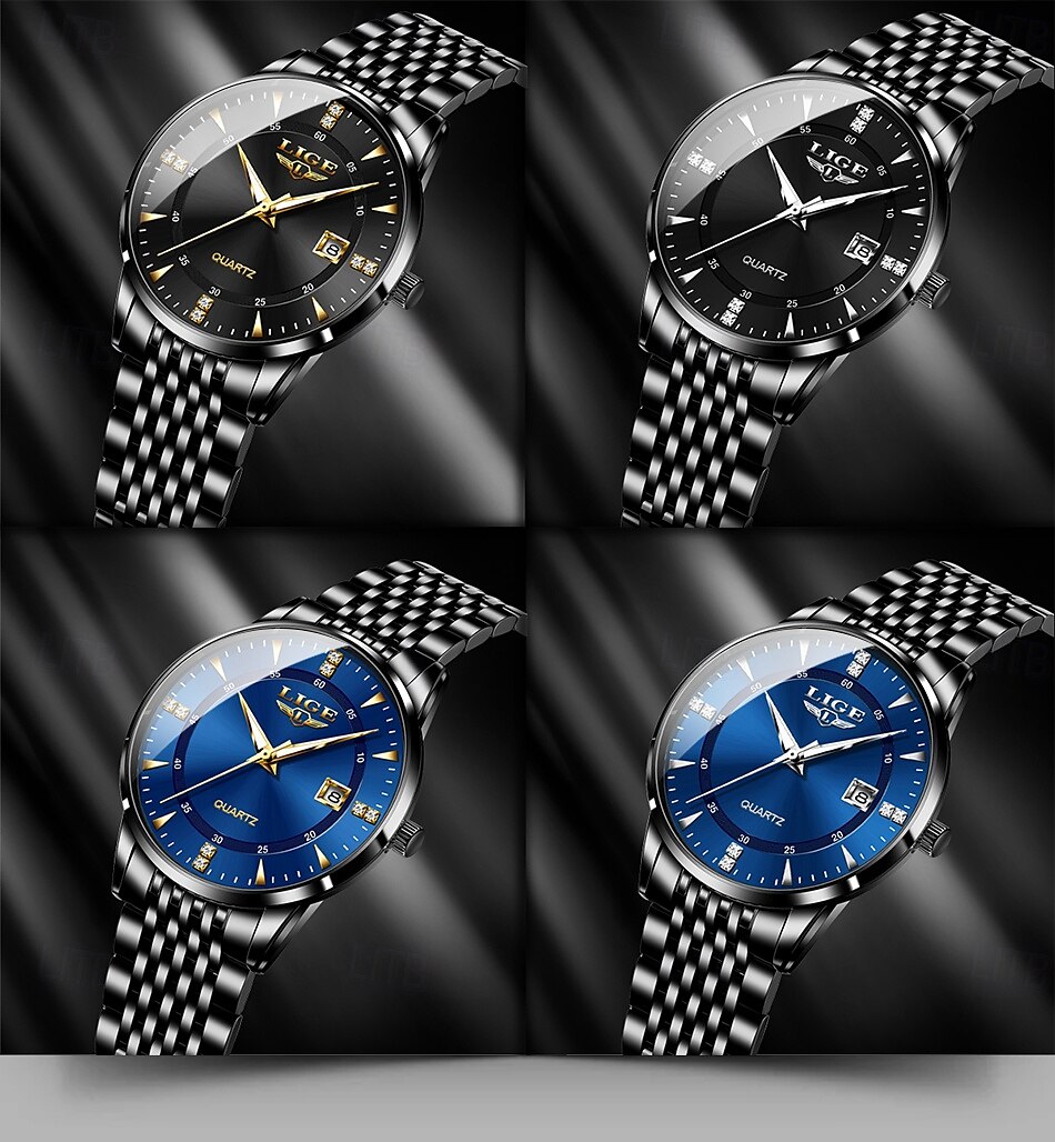 LIGE Men Quartz Watch Minimalist Calendar Stainless Steel Watch 2025 - $27.99 –P11