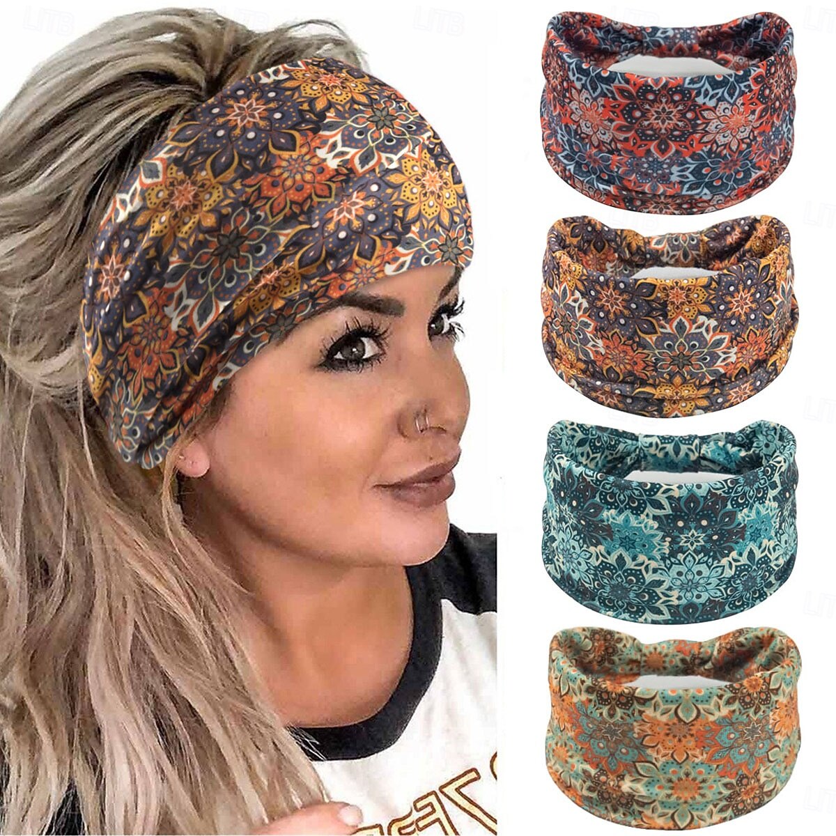 Diademas anchas para mujer, turbante con nudo de color sólido, diademas grandes de estilo bohemio, envolturas para el cabello de moda para yoga, correr &deportivo, elegante &estilo sencillo 2026 - $13.49 –P3