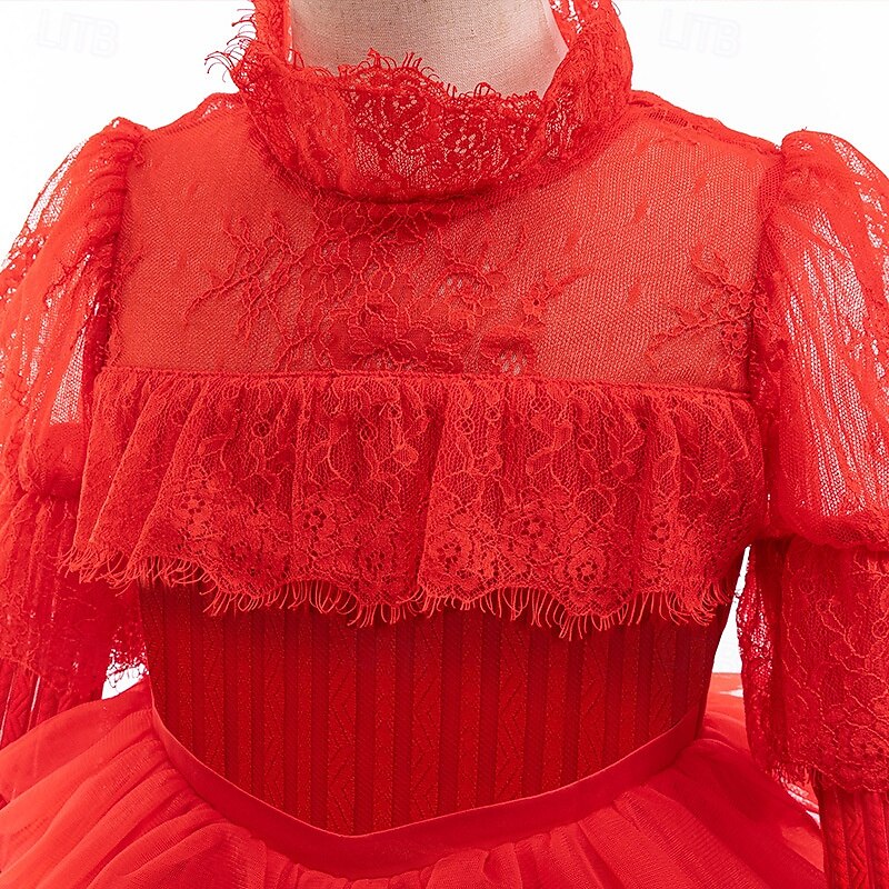 red lace halter prom dress Halter Neck Short Red 2 Pieces Lace Prom Dresses, Two Pieces Short Red –  jbydress main image 1