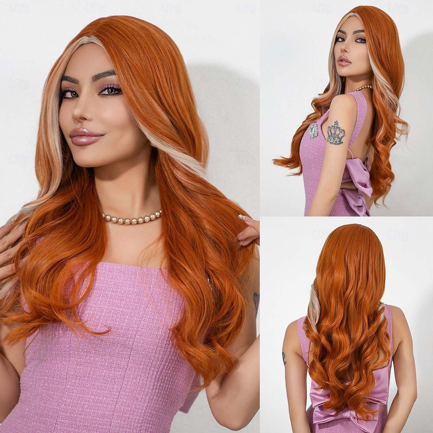 koningsdag pruiken 26 inch synthetische pruik damespruik blond lang golvend haar mode dagelijks feest cosplay 2025 - $27.99 –P5