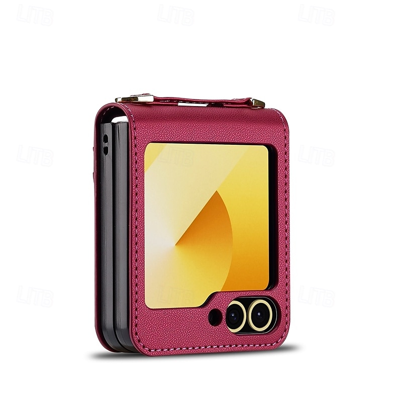 telefone Capinha Para Samsung Galaxy Z Flip 7 Z Virar 6 Z Flip 5 Z Flip 4 Z Flip 3 Capa traseira com cordão com pulseira Slot para cartão TPU Metal Couro PU de 2025 por $17.99 –P5