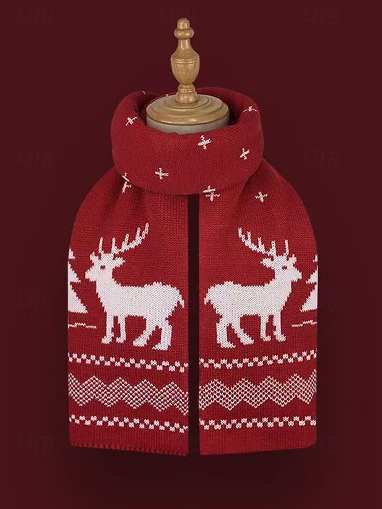 écharpe tricotée pour femme à imprimé renne et sapin de Noël en rouge et blanc, accessoire d'hiver douillet pour les fêtes de fin d'année de 2025 ? $11.99 –P3