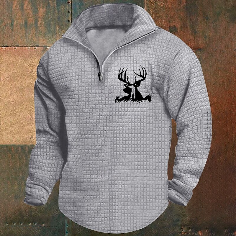 Per uomo Felpa a nido d'ape Felpa Felpa con cerniera a un quarto Bianco Vino Verde militare Cachi Grigio chiaro mezza cerniera Pop art Stampa Stampa Chiusura lampo quarto Natale Giornaliero Per eventi del 2025 a $22.99 –P5