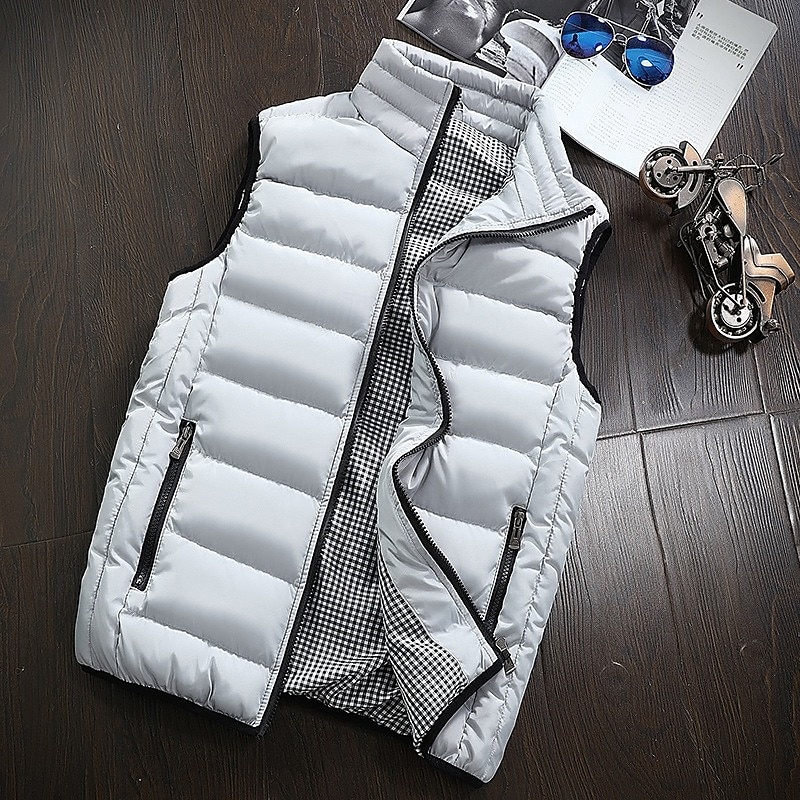 Herren Puffer Weste Weste Täglich Verabredung Urlaub Modisch Brautkleider schlicht Herbst Winter Tasche Polyester warm halten Komfortabel Glatt Gesteppt Reisverschluss Ständer Regular Fit Schwarz 2025 - $32.99 –P1