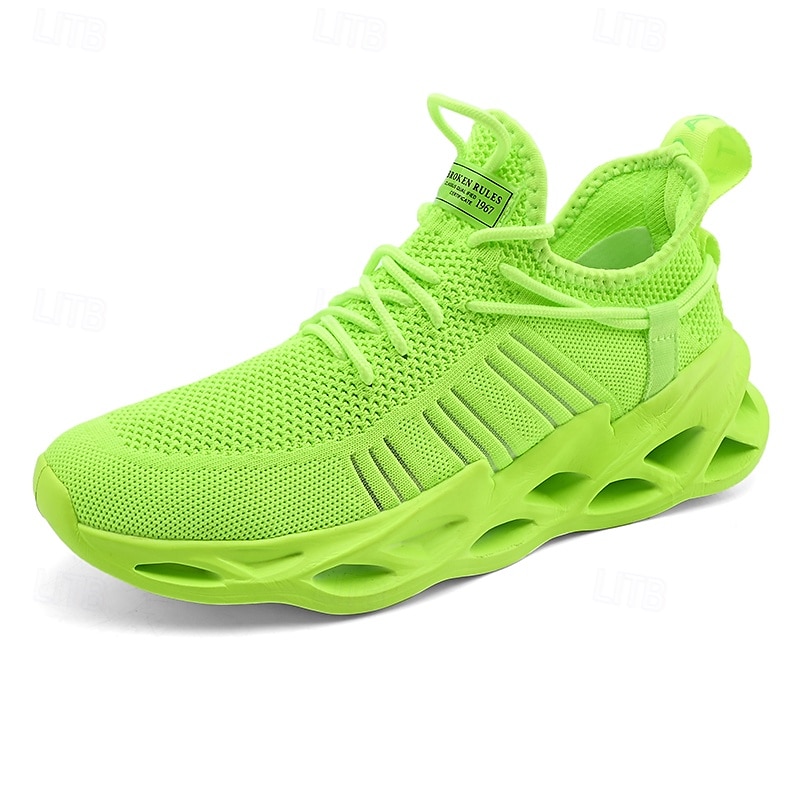 scarpe da corsa traspiranti da uomo verde neon – scarpe sportive leggere con suola ammortizzata per sport e attività all'aperto del 2025 a $46.99 –P4