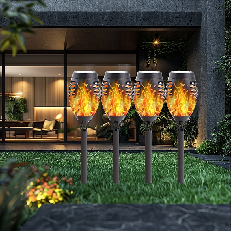 2025年 2/4 個ソーラーライト屋外ソーラートーチライトちらつき炎付き 12 LED ハロウィン装飾 Waterpoof 風景自動オン/オフ庭パティオ家の装飾ランタン  コレクション – $19.99 –P4