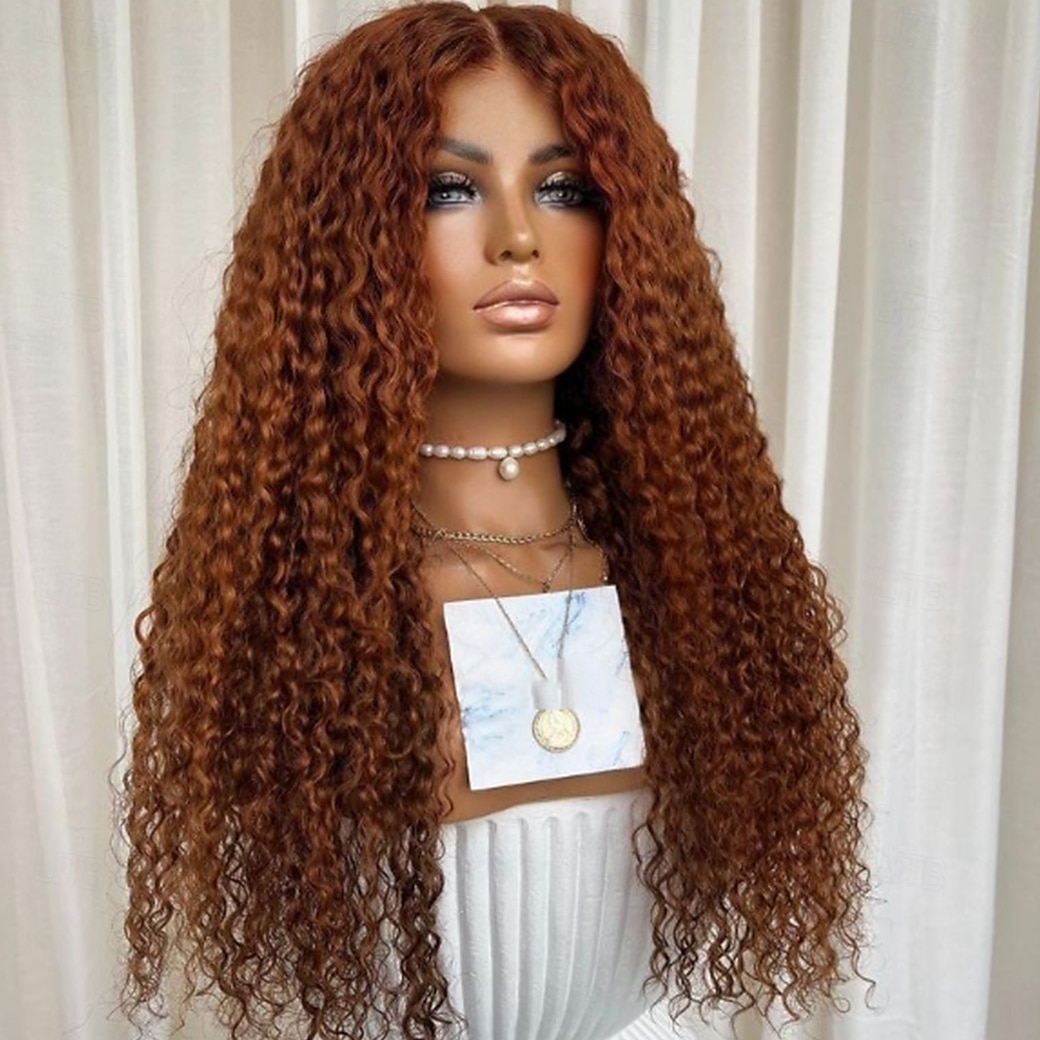 Perruque Cheveux vierges non transformés 13x4 devant en dentelle Cheveux Brésiliens Bouclé Marron Partie libre Femme Densité 130% 150% avec des cheveux de bébé 100% vierge Sans colle Pré-plumé Longue de 2025 ? $296.19 –P4