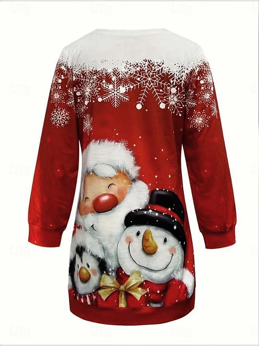 Damen Maxi Kleid Sweatshirt Kleid Casual Kleid Petite Kleid Shift Kleid Elegant Stylisch Weihnachten Urlaub Party Regelmäßige Passform Weihnachtsmann Langarm Rundhals Hellrot Rot Blau Dunkelblau 2025 - $27.99 –P2