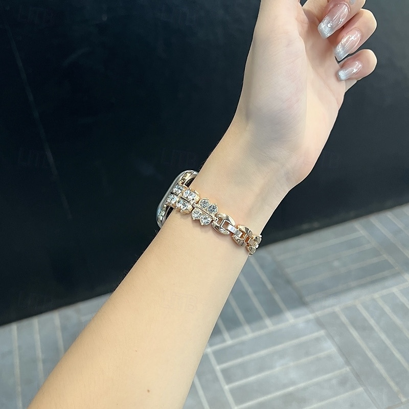 Pulseira de joias Compatível com Pulseira Apple Watch 38mm 40mm 41mm 42mm 44mm 45mm 49mm Bling Diamond Ajustável Respirável Lega pulseira de substituição para iwatch Ultra 2 Series 9 8 7 SE 6 5 4 3 2 de 2025 por $16.99 –P17