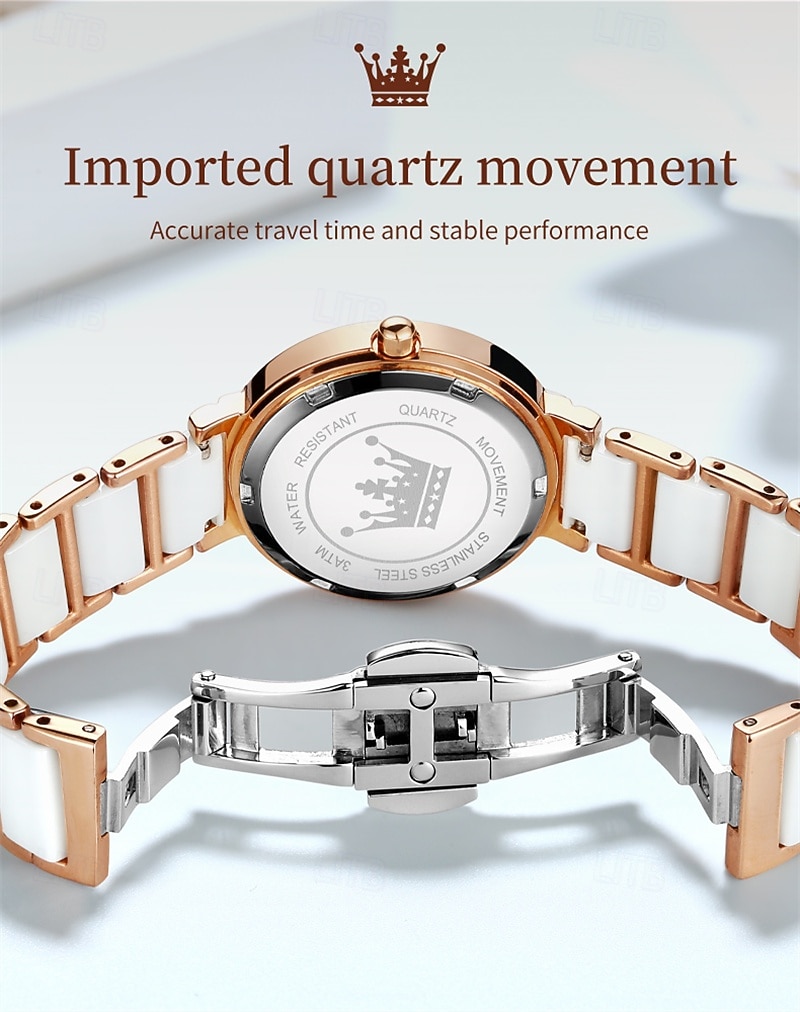 New Olevs Olevs Brand Fashion Trend Ceramic Strap Mother's Day Gift for Women'S Watches Simple Waterproof Life Travel Leisure Sports Diamonds Wristwatch 2026 - $34.99 –P3