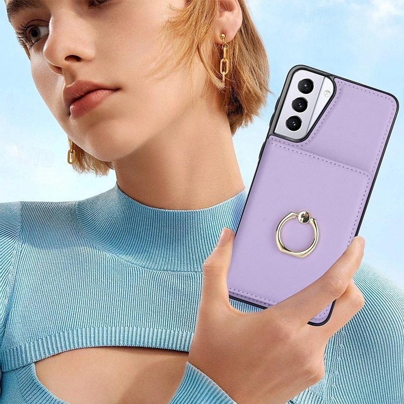 телефон Кейс для Назначение S24 Ultra Plus S23 S22 S21 S20 Ultra Plus FE A55 5G A14 A54 A72 А73 А53 A71 A12 Кейс на заднюю панель со стендом Кольца-держатели Разъем для карты Ретро ТПУ Кожа PU 2025 - $18.99 –P16