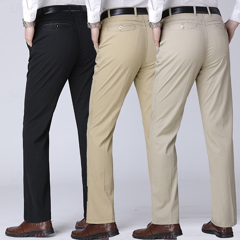 Herr Kostymbyxor Långbyxor Kinesiska Knappar Ficka Slät Komfort Formell Fest Arbete Mode Klassisk Stil 다크 카키 Ljus kaki Microelastisk 2025 - $16.49 –P1