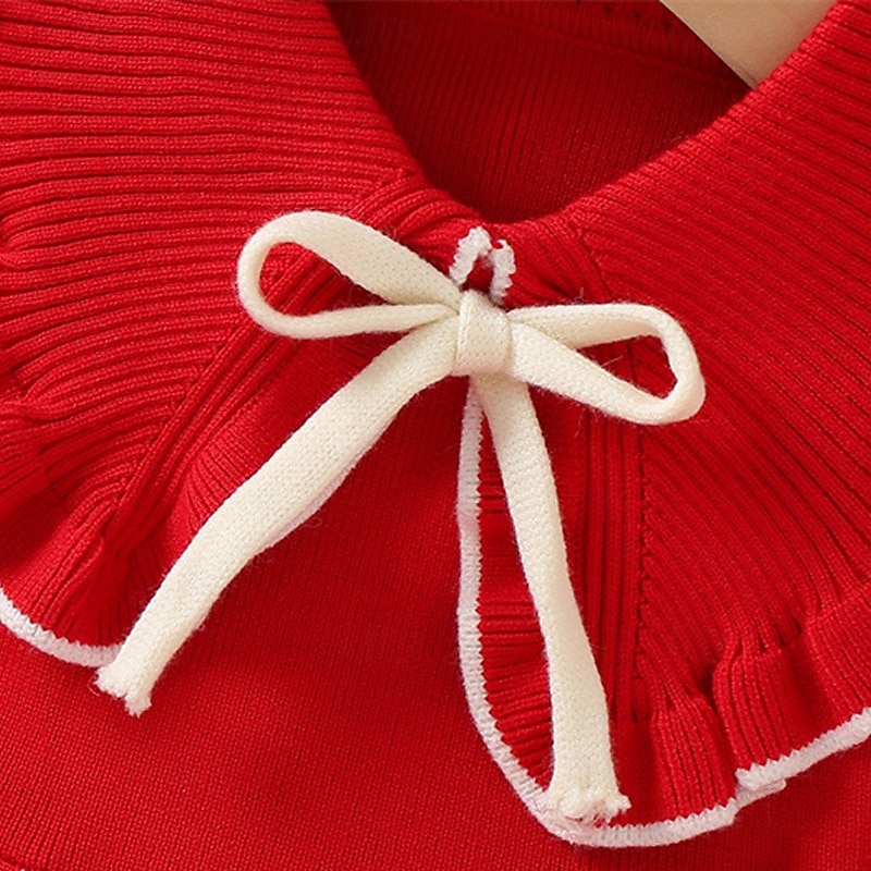 Girls ' 3D Proužky Šaty Dlouhý rukáv Podzim Zima Dovolená Denní Krásná Sladký Malé děti (4-7ys) 4-7 let Svetrové šaty Volnočasové šaty Áčkové šaty Délka ke kolenům Běžný 2025 - $21.99 –P2